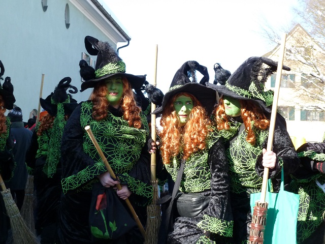 grünschwarze Hexen auf dem Obergübzburger Faschingsumzug 2013