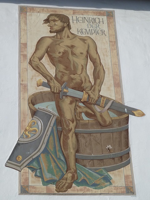 Heinrich der Kempter als Gemälde am Rathaus in Kempten