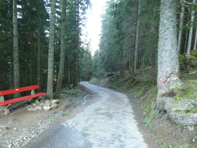 Straße vom Sportheim Böck zur Mittelstation der Alpspitzbahn