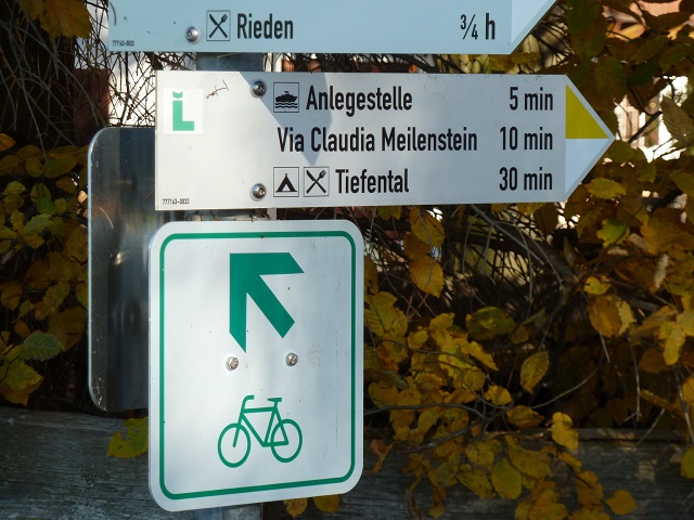 Radwegbeschilderung zur Radtour rund um den Forggensee