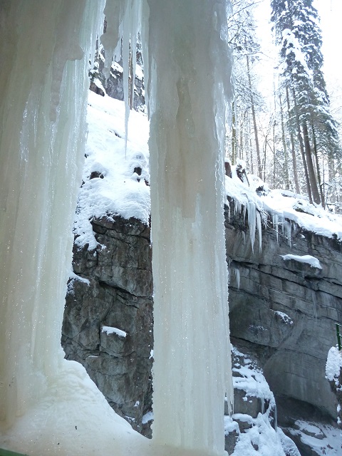 Eiszapfenvorhang in der winterlichen Breitachklamm