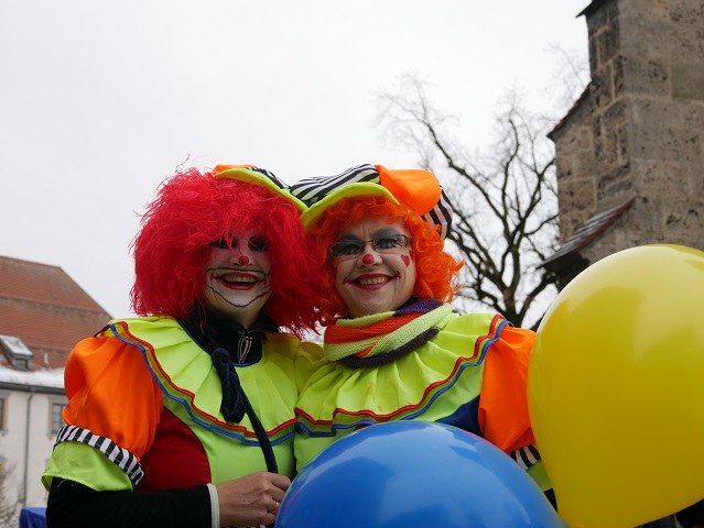 Clownpaar auf dem Faschingsumzug Obergünzburg 2018