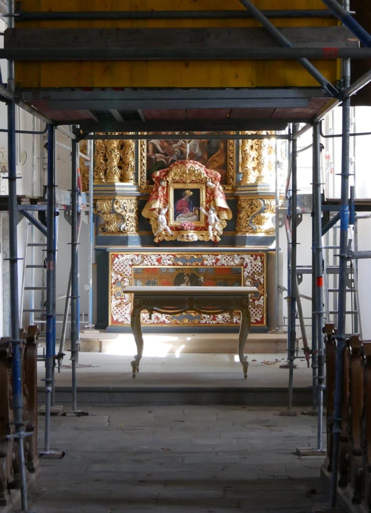 Blick ins Innere der Wallfahrtskirche Maria Trost bei Nesselwang