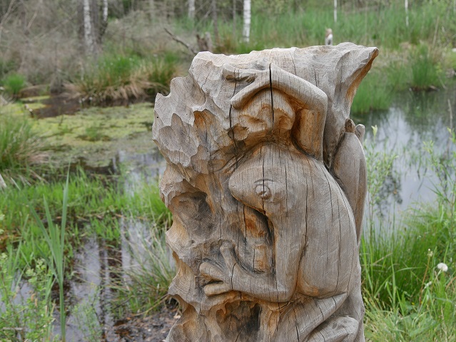 Frosch-Skulptur im Werdensteiner Moos