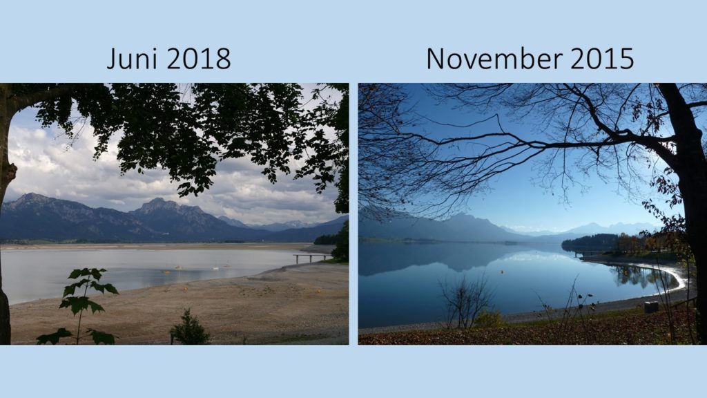 Forggenseebucht 2018 im Vergleich zu 2015