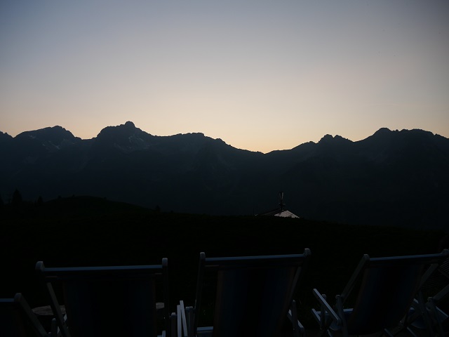 Abenddämmerung an der Enzianhütte bei Oberstdorf
