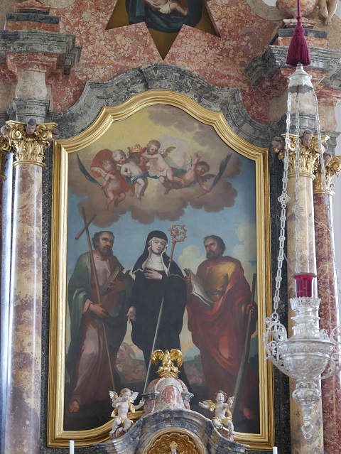 Altarbild der Pfarrkirche Weißensee mit den Heiligen Walburga,Philippus und Jakobus