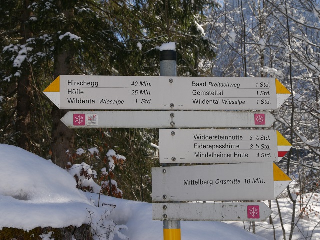 Beschilderung der Wildentalrunde im Kleinwalsertal