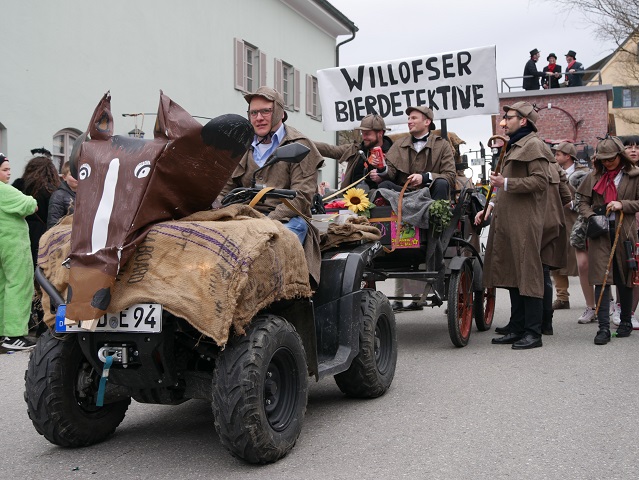 Willofser Bierdetektive auf dem Faschingsumzug Obergünzburg 2020