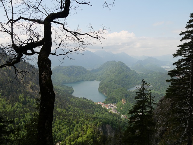 Blick auf Hohenschwangau beim Aufstieg auf den Tegelberg