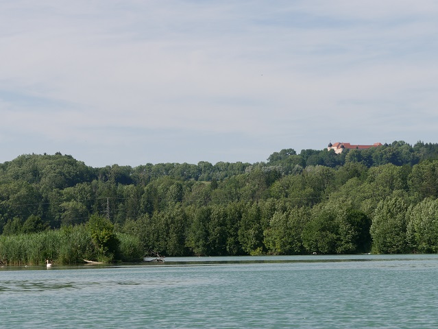 Blick von der Iller auf Schloss Kronburg 