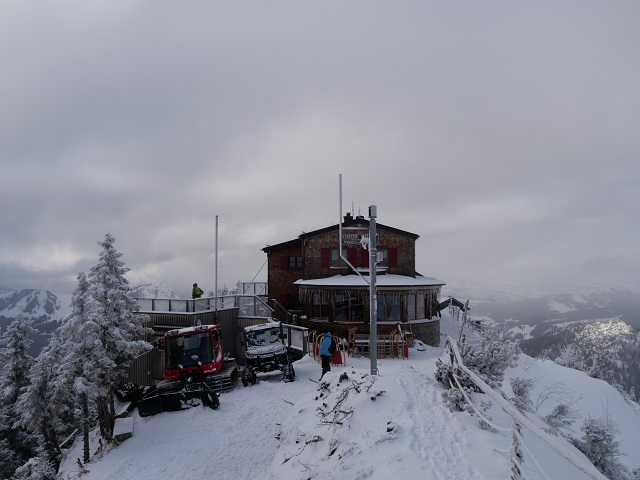 Blick vom Breitenberggipfel auf die Ostlerhütte