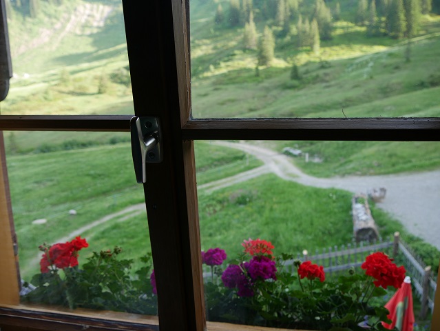 Blick aus dem Fenster der Burgl-Hütte