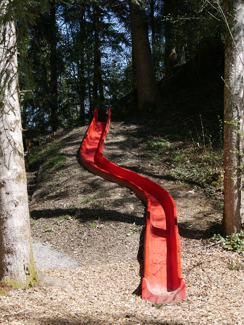 Große Rutsche im Wald an den Scheidegger Wasserfällen