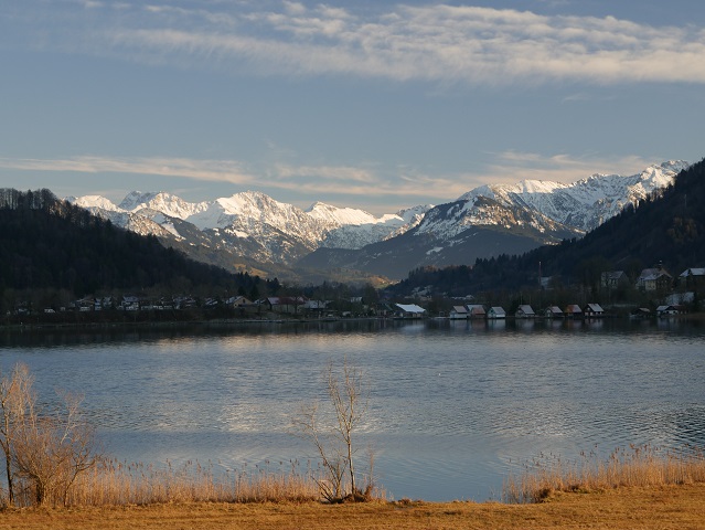 Blick über den Großen Alpsee nach Immenstadt-Bühl im Winter