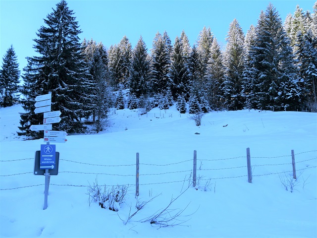 Wegweiser am Winterwanderweg Imberger Horn